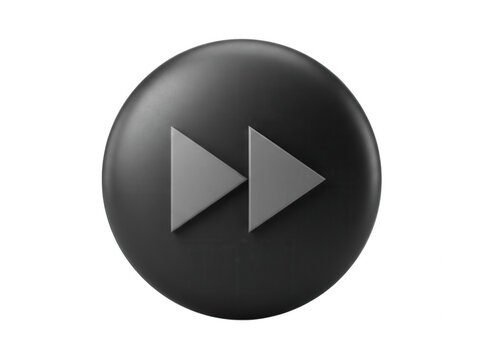 Black circle with double forward arrows isolated on transparent backdrop