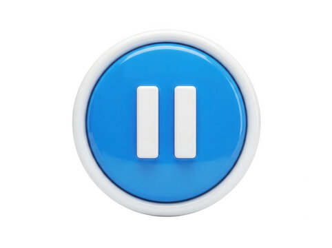 Blue round pause button icon isolated on transparent background