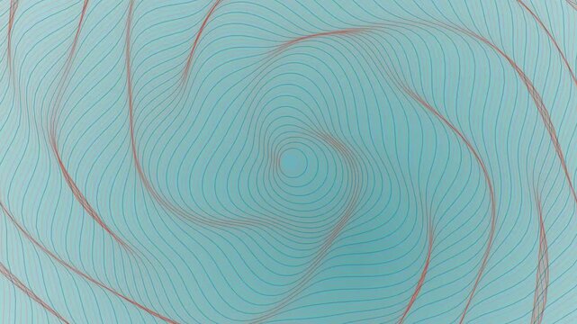 Abstract geometric spiral lines forming hypnotic vortex pattern on soft light blue background