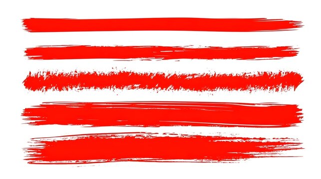 Red underline and strikethrough markers collection. Horizontal hand drawn marker stripes.