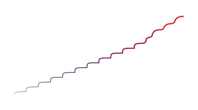Minimalist staircase-shaped line graph showing ascending growth and financial progress