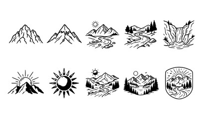 Fototapeta premium Modern Botanical Flower and Plant Outline Icons Set for Minimal Vector Design