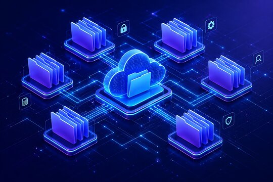 Cloud computing data storage network architecture with digital folders