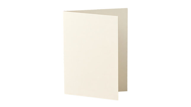 Blank folded cream card mockup template standing isolated on white background