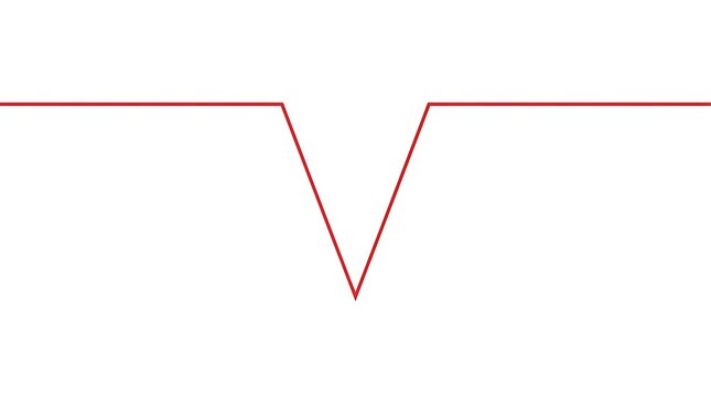 Minimalist red V-shaped notch geometric line element on a plain background