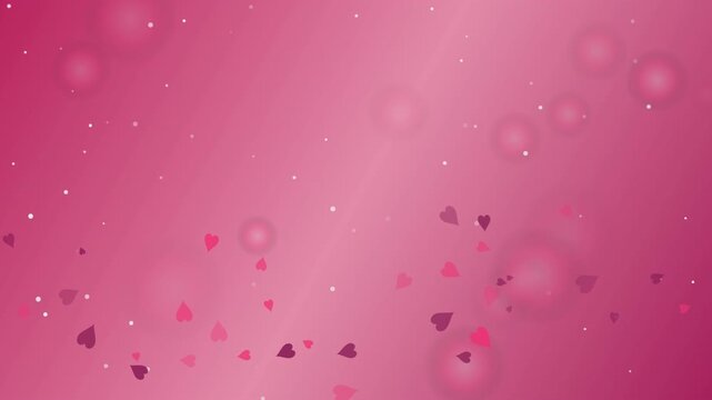 Floating pink hearts motion background with sparkling white particles moving across soft romantic gradient aesthetic video clip.