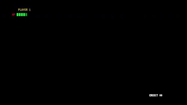Retro Arcade 8 Bit Player Health Bar HP HUD Overlay.