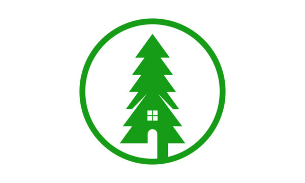 house tree vector logo design