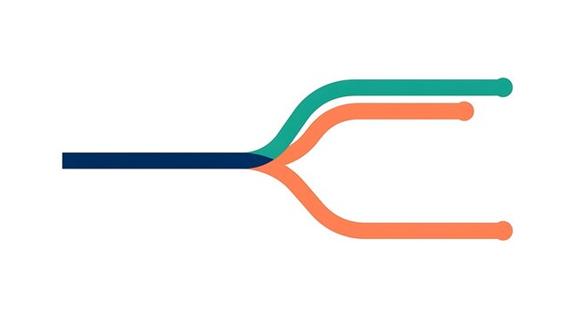 Minimalist abstract branching lines showing diverging geometric paths for business strategy and decision making processes
