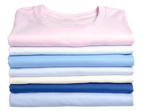 Folded pastel t-shirt stack isolated PNG 