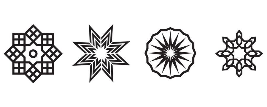 Bahai icon set. nine pointed baha vector symbol.