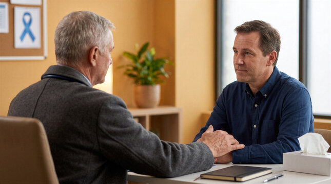 Supportive Conversation About Men's Health Between Mature Men