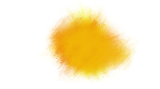 Warm orange watercolor paint patch with abstract grainy texture round brush stroke element
