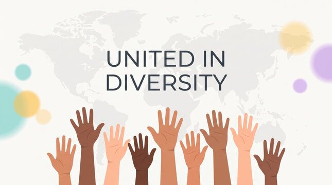 Diverse hands raised together in front of a global map representing international unity and cultural cooperation for social change today