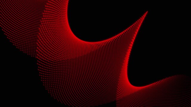 Abstract red glowing particle wave background looping technological formation composed of countless small