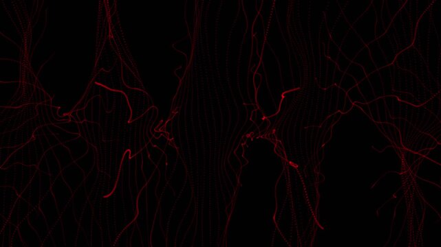 Abstract red digital plexus network background with glowing connected nodes digital connection concept featuring and intersecting lines