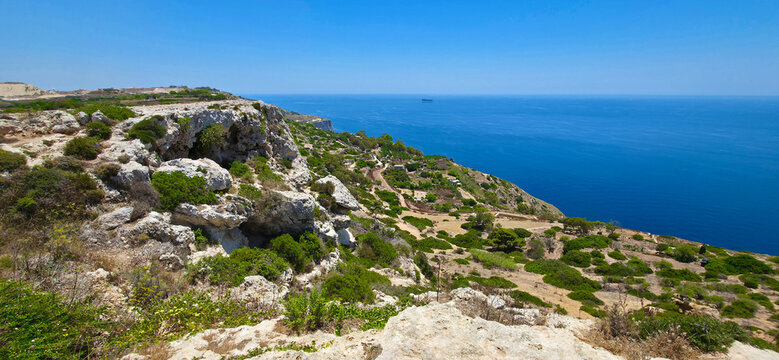 The Dingli Cliffs on the southwest coast of the island of Malta, about 13 kilometers from the capital, Valletta.