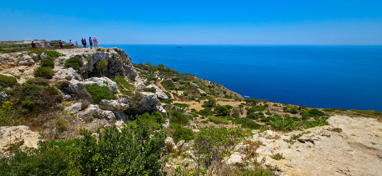 The Dingli Cliffs on the southwest coast of the island of Malta, about 13 kilometers from the capital, Valletta.