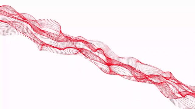 Minimalist red wave particle ribbon flowing across clean white background backgrounds texture motion curve dynamic