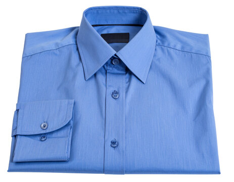 Blue button-down shirt folded neatly isolated PNG