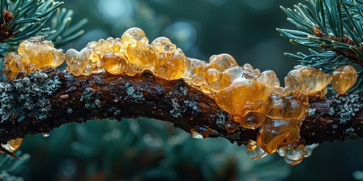 pine twig mends injury using resin