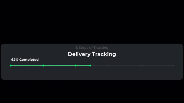 Delivery tracking progress bar animation showing order status completion.
