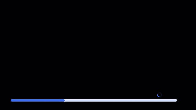 Digital Loading Bar Animation Progressing on Black Background.