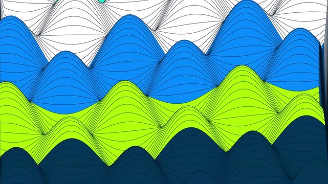 Abstract Waves Background With Vibrant Layers Of Blue Green And White Linear Geometric Pattern Design