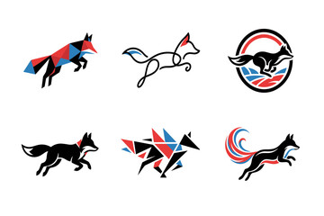 Obraz premium Modern Fox Logo Collection Featuring Geometric, Minimal Line, Abstract, and Dynamic Animal Emblems for Branding, Sports, and Creative Identity