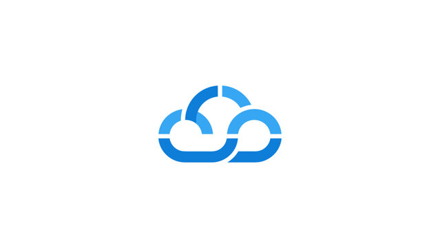 Blue cloud computing networking icon.