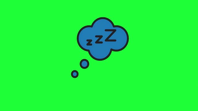 Blue sleep thought bubble animation green screen 