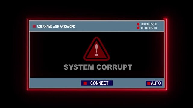 A green monochromatic terminal screen displaying a loading bar and verification message System Corrrupt