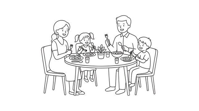 family in restaurant