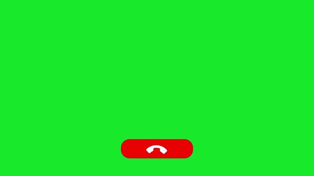 Phone call decline button interface animation on green screen for easy chroma key compositing reject