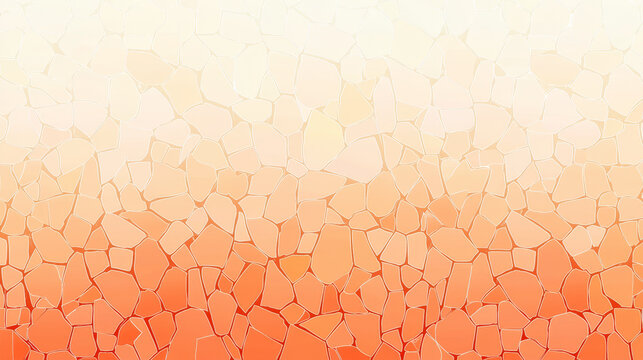 Fading orange mosaic pattern: irregular geometric shapes gradient from light yellow to deep orange, creating a textured background