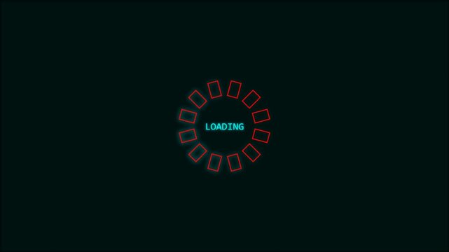 Digital loading circle icon with red segments on a dark green background for computer software or web browser interface design elements 4K Motion Video