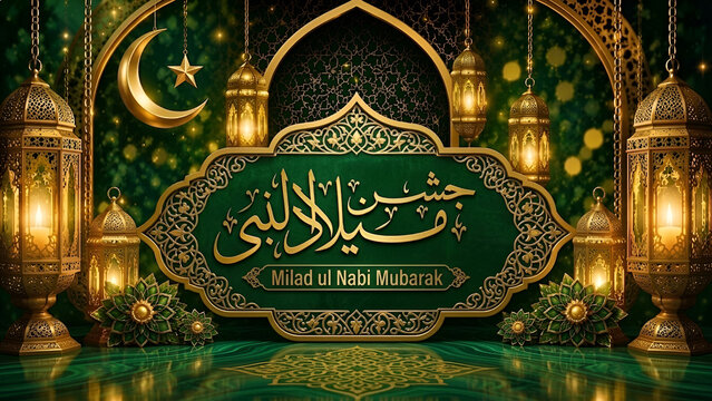 Islamic Milad Un Nabi Mubarak Poster Template for Social Media and Religious Celebration