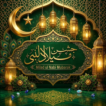 Islamic Milad Un Nabi Mubarak Poster Template for Social Media and Religious Celebration