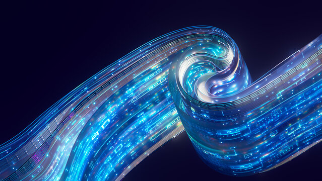 Flowing Glass Data Stream Spiral