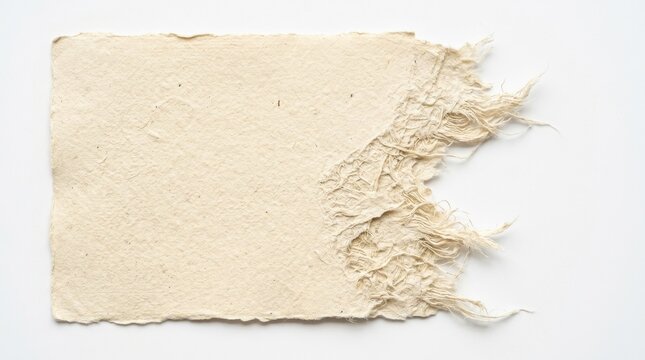 Old torn paper with frayed edge isolated on white background