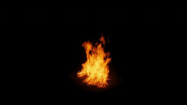 Real fire on the ground, prekeyed with alpha channel