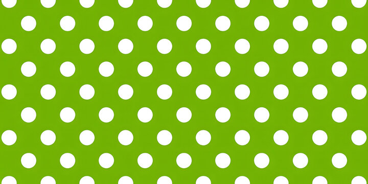 Vibrant green background with a repeating pattern of perfectly spaced white polka dots creating 