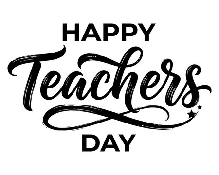 Happy teachers day calligraphy illustration with flourishes and star