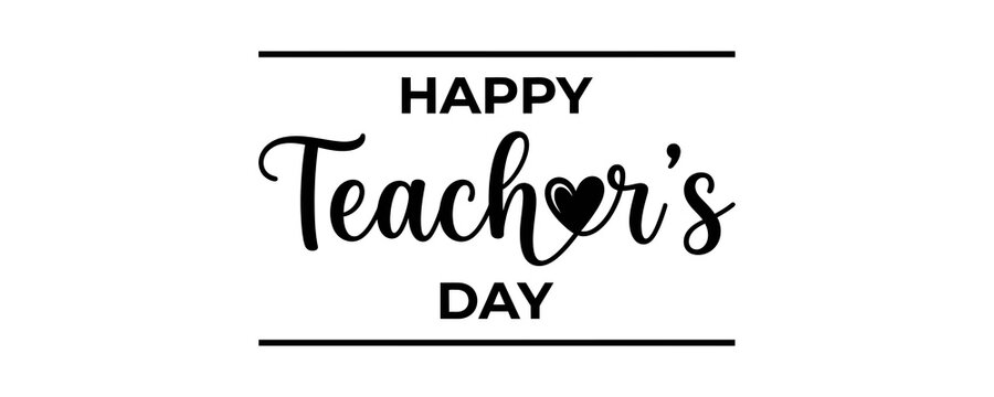 Happy teachers day calligraphy design with heart accent