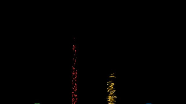 Colorful paint splashes exploding upward against a solid black background 4K Motion Video