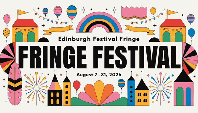 Edinburgh festival fringe 2026 colorful vector illustration poster