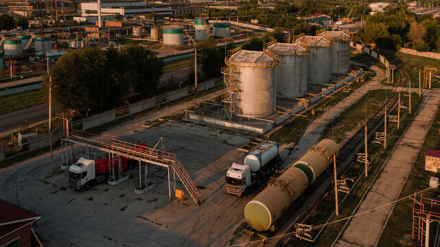 Refinery Loading Terminal with Tanker Trucks and Railcars