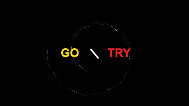 Go try text with a circular dotted spiral shape on a black background for motivational business graphic design 4K Motion Video