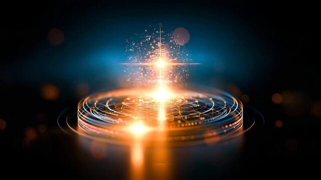 Abstract Quantum Physics Visualization With Glowing Particles