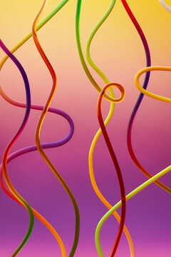 Abstract Colorful Lines Symbolizing Relationships and Human Connection